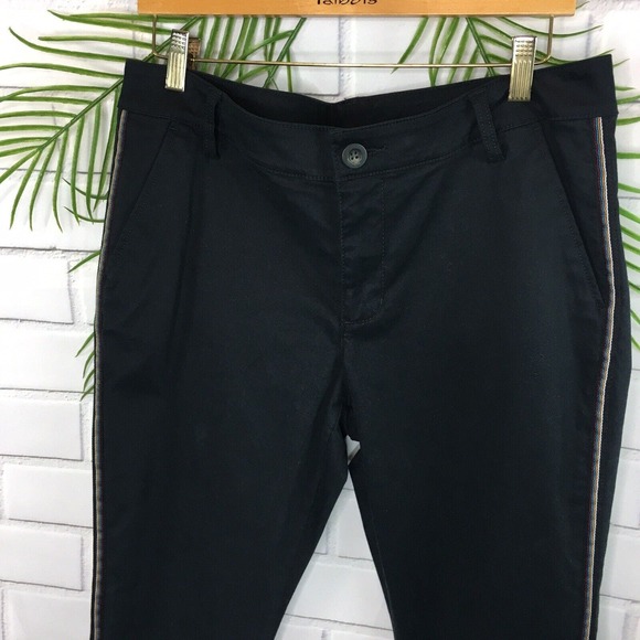 Cabi The Peyton Trouser Size 8 Women's Black Pants Side Stripe 5313 Slim Fit - Picture 5 of 7